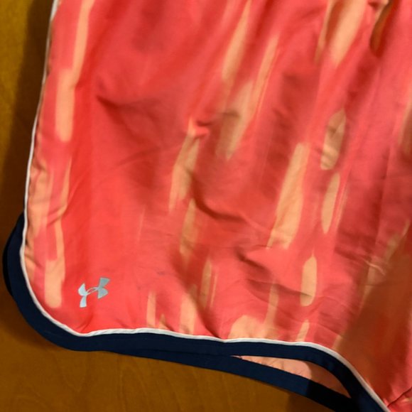 Under Armour Semi-Fitted Orange Blue Running Shorts with Drawstring heatgear - Picture 4 of 9